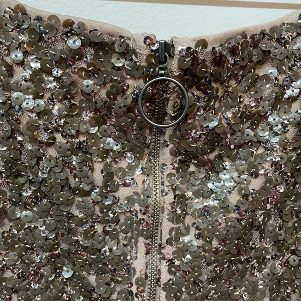 Free People Zip front gold sequin mini skirt XS - Picture 6 of 10